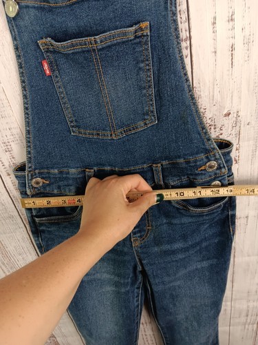 Levi's Overall Girls 10 Dark Wash Stretch Girlfriend Adjust Straps Pockets - Picture 5 of 9