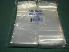 100 3 x 12 2 Mil Zip lock Top Seal Clear Poly Bags Incense, Jewelry, Food, FDA