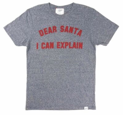Kid Dangerous Men's Short Sleeve Tee Shirt Dear Santa I Can Explain Grey Size XL