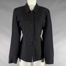 Kenzo Size 8 Black Viscose Blend Button Up Jacket
