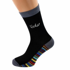 Black and Rainbow Sole Scripted Text Design Wedding Socks Mens X6S223NV