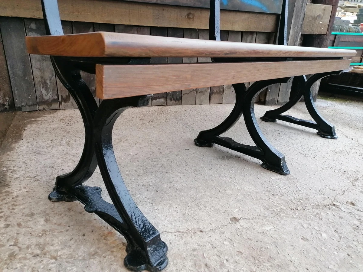 Restored Cast Iron Station Bench T. Larmuth Co Salford