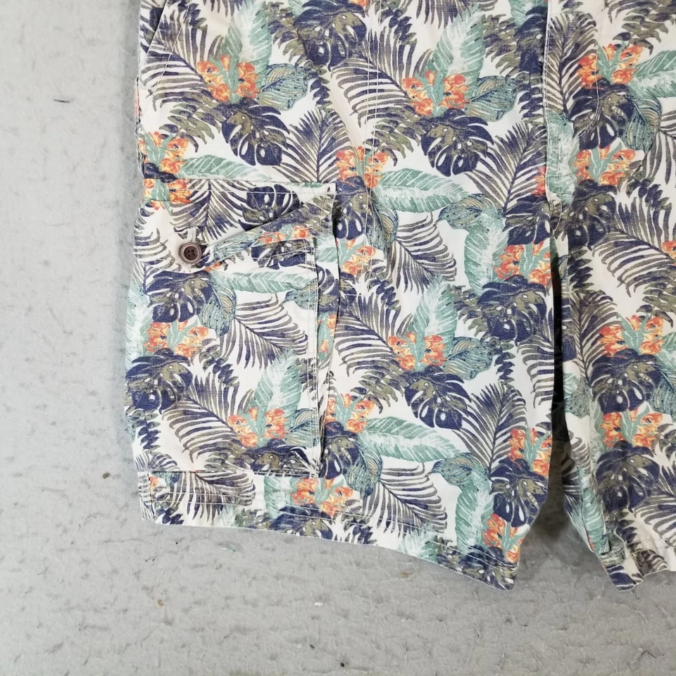 Izod Pantalones Cortos Carga Agua Salada Hombre 38x9 Blanco Floral Tropical Algodón Hawaiano Foto 4 de 4