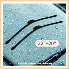 Pair Windshield Wiper Blades J-hook Quality 22" & 20" Inch Bracketless Frameless