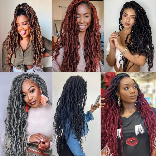 Black with Brown Faux Locs Wigs for Black Women Braided Wig Goddess Dreadlock - Picture 7 of 7