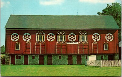 Postcard Chrome Lehigh County Barn Hex Signs Heart Of Dutchland Pennsylvania PA