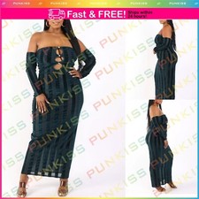 Womens Plus Striped Velvet Off Shoulder Strapless Cut Front Clubwear Party Dress
