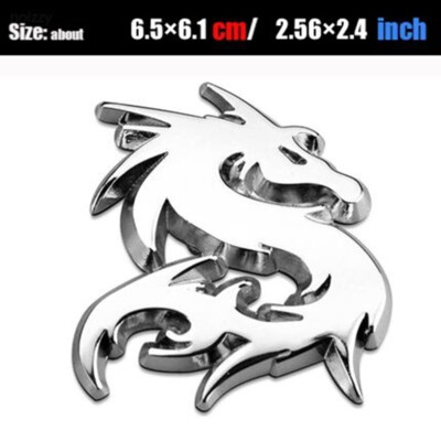 3D Metal Dragon Emblem Chrome Car Badge for Trunk Hood, Gold Black Universal Fit
