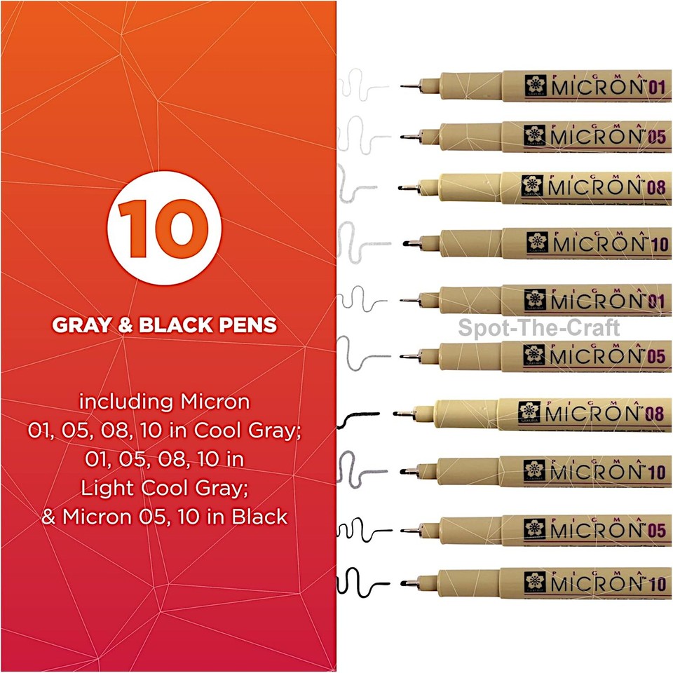 SAKURA PIGMA Micron Graustift-Set – 8 Stifte, Permanent & Wasserfest, Für Zeichnen & Sketchnotes