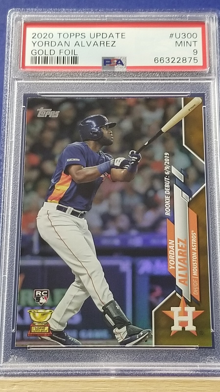 Yordan Alvarez - 2020 Topps Update Gold Foil RC #U300 PSA 9 view 1