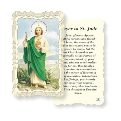 Saint Jude with Prayer to St. Jude  - Scalloped trim - Paperstock Holy Card 320
