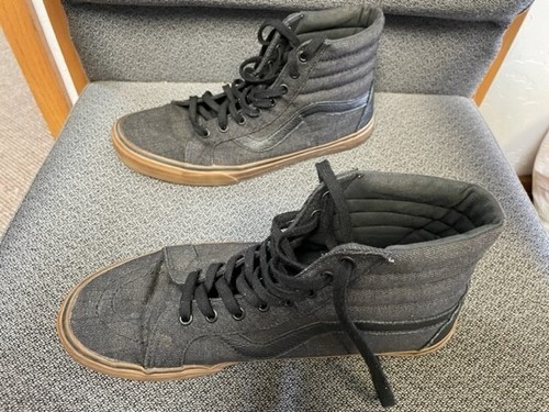 Vans High Top Canvass Sneakers Men's Size 10.5 Pre-Owned Black - Picture 2 of 4