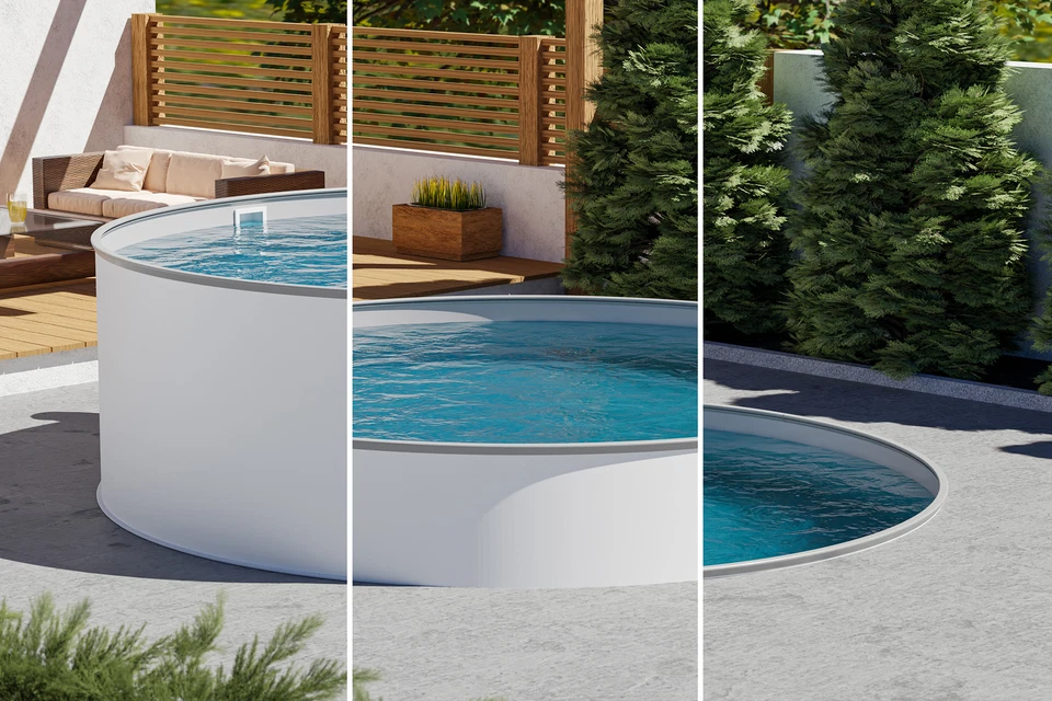 Schwimmbecken Rundbecken Stahlwandpool Rund Pool 420 x 120 cm Folie 0,8 mm grau - Bild 3 von 4
