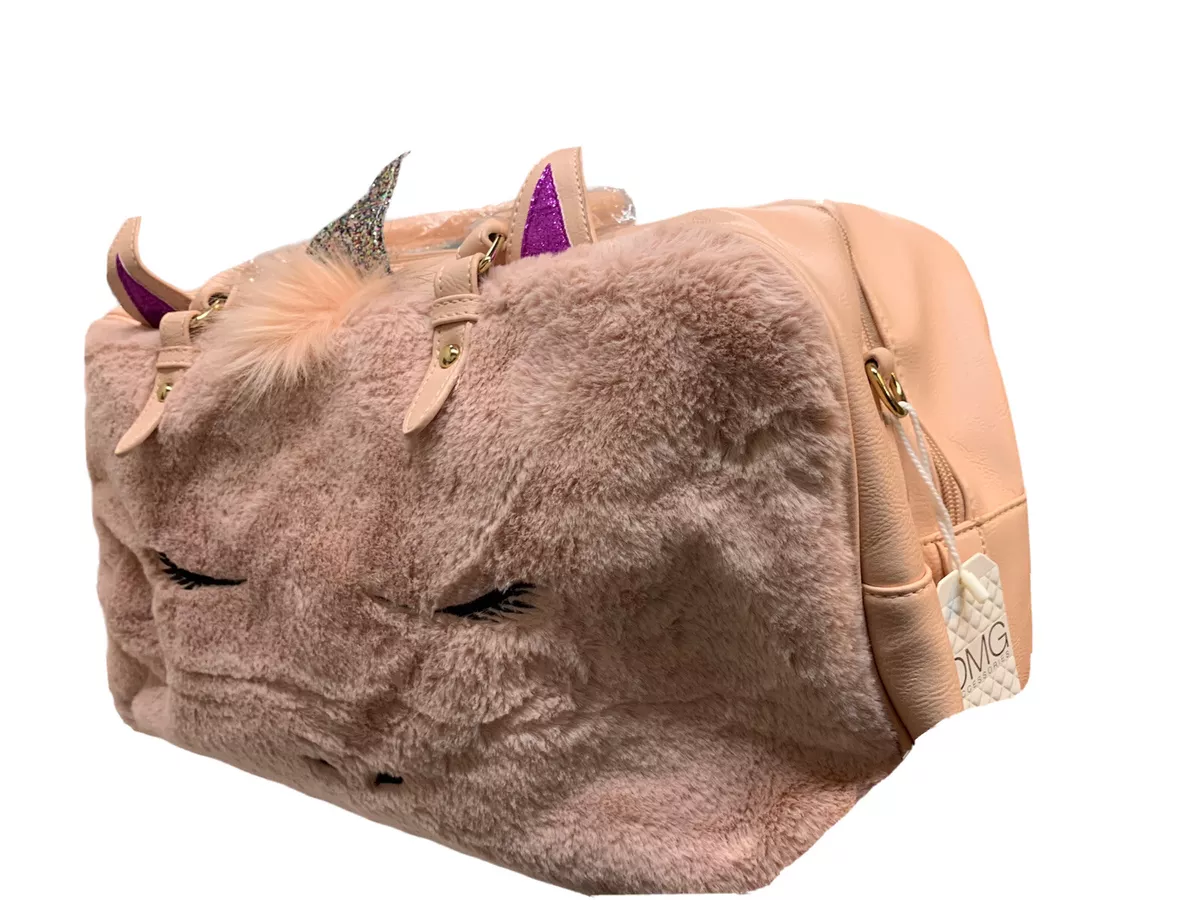 Girl's Unicorn Faux Leather Faux Fur-Trim Weekender Bag