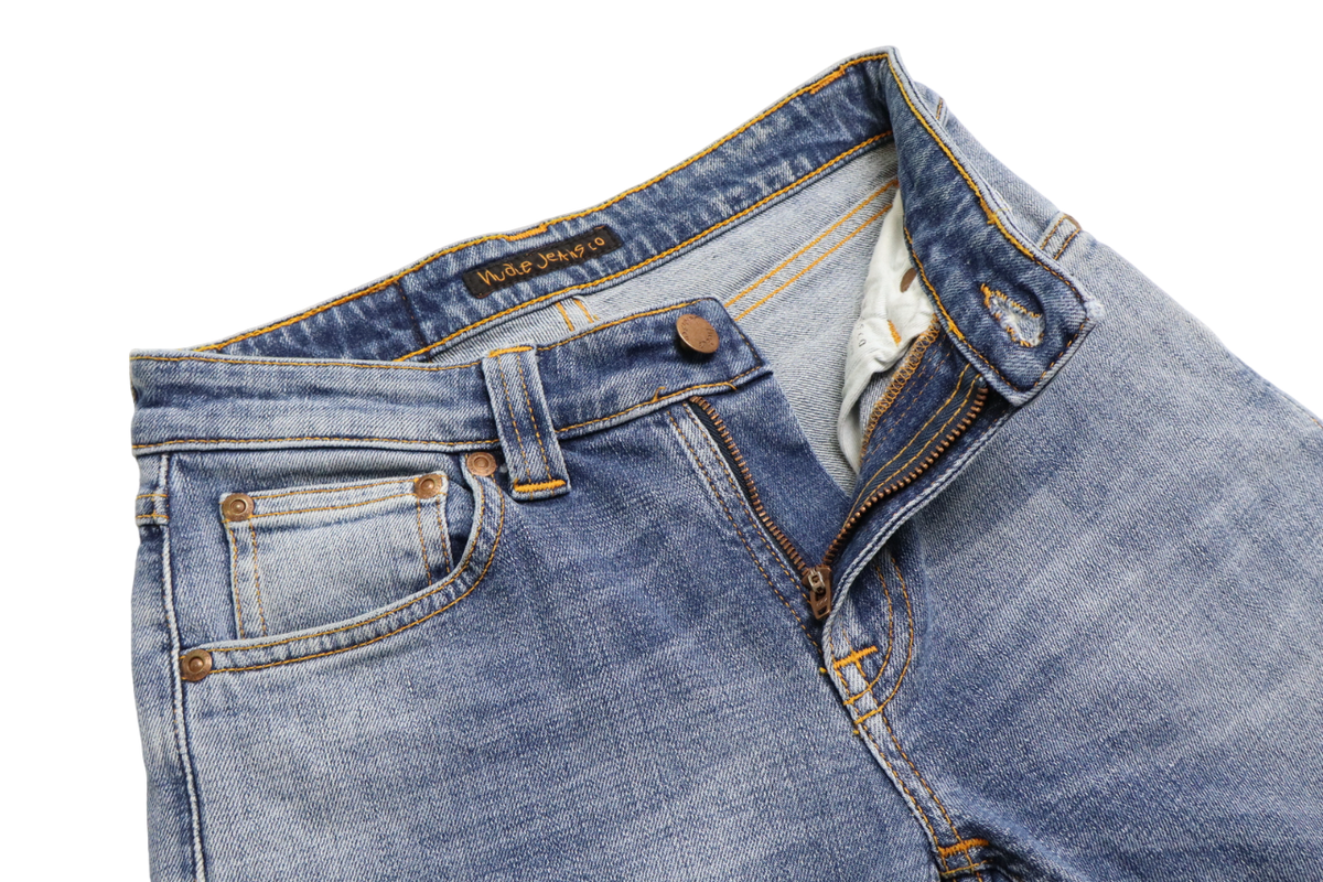 NUDIE Skinny Lin Spring Blue Jeans Women's W25 L29 Whiskers NUDIE Skinny Lin Spring Blue Jeans Women's W25 L29 Whiskers