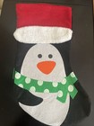 Christmas Stocking Felt Appliqué Greenbrier Int'l Penguin Cute!
