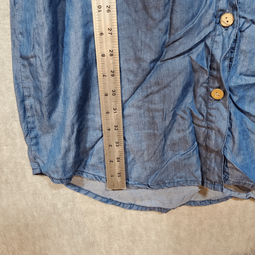 J. Gee Dress Womens Medium Blue Denim Shirt Dress Lyocell Collar Button  Front