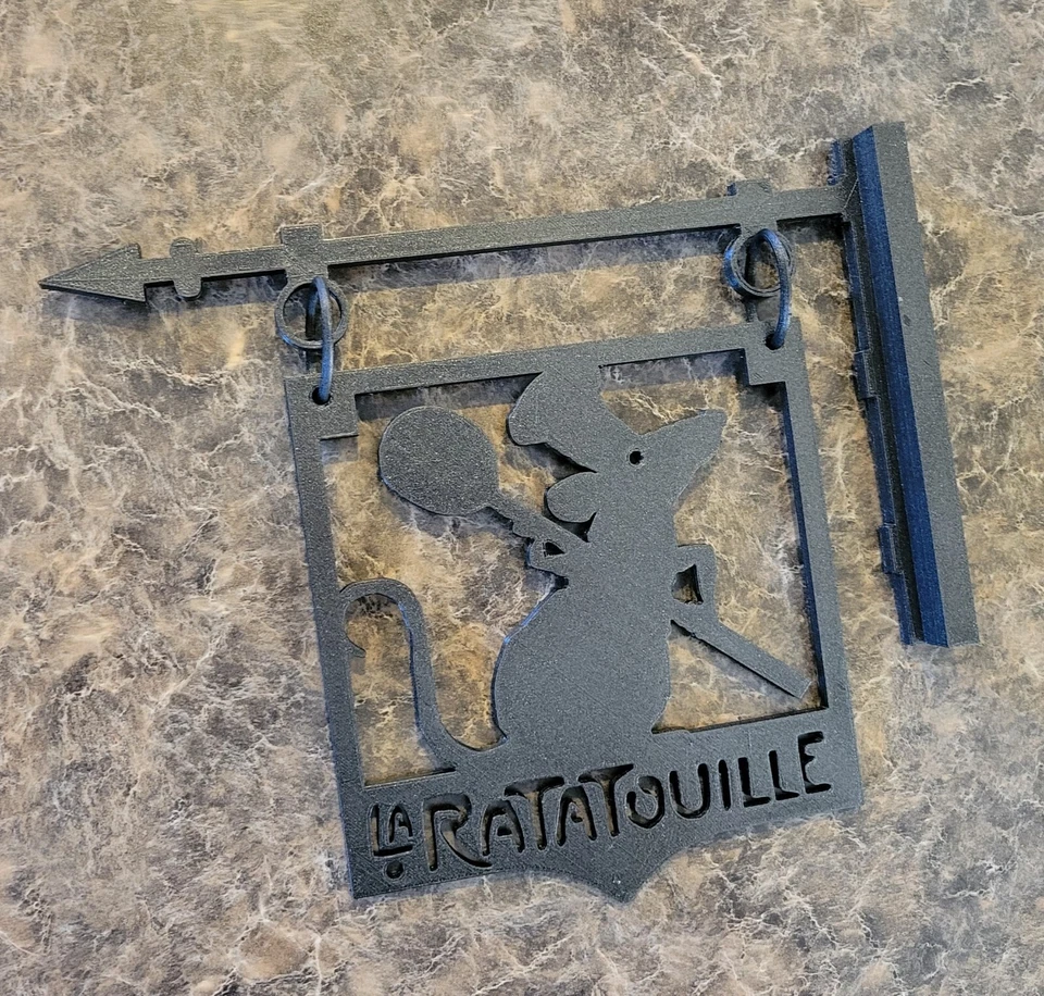 Letrero de La Ratatouille - Arte de pared de cocina Disney - Decoración de chef Remy - Bistro francés Foto 3 de 4