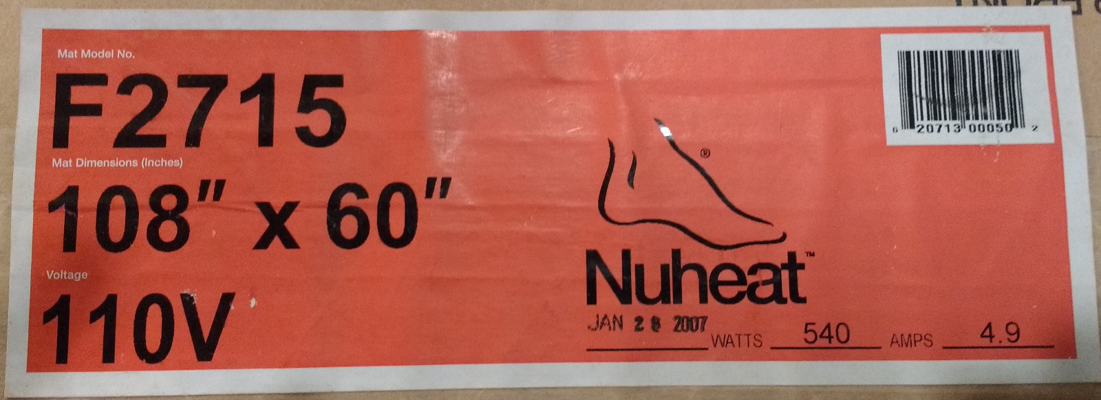 Nuheat Floor Heating, 120v and 240v Mats, Multiple Sizes (F2715, G2718