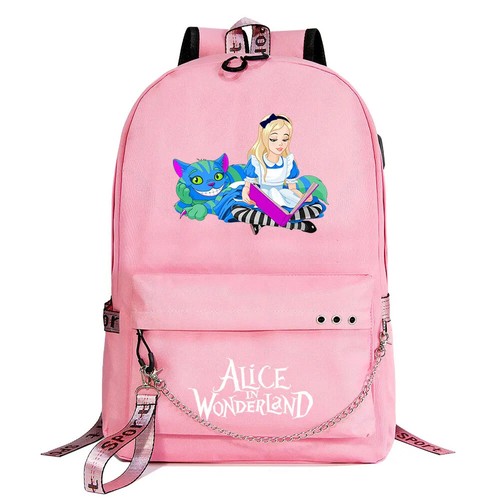 Alice In Wonderland Rucksack Boys Girls Kids School Bags USB Backpack Bagpack - Bild 32 von 52
