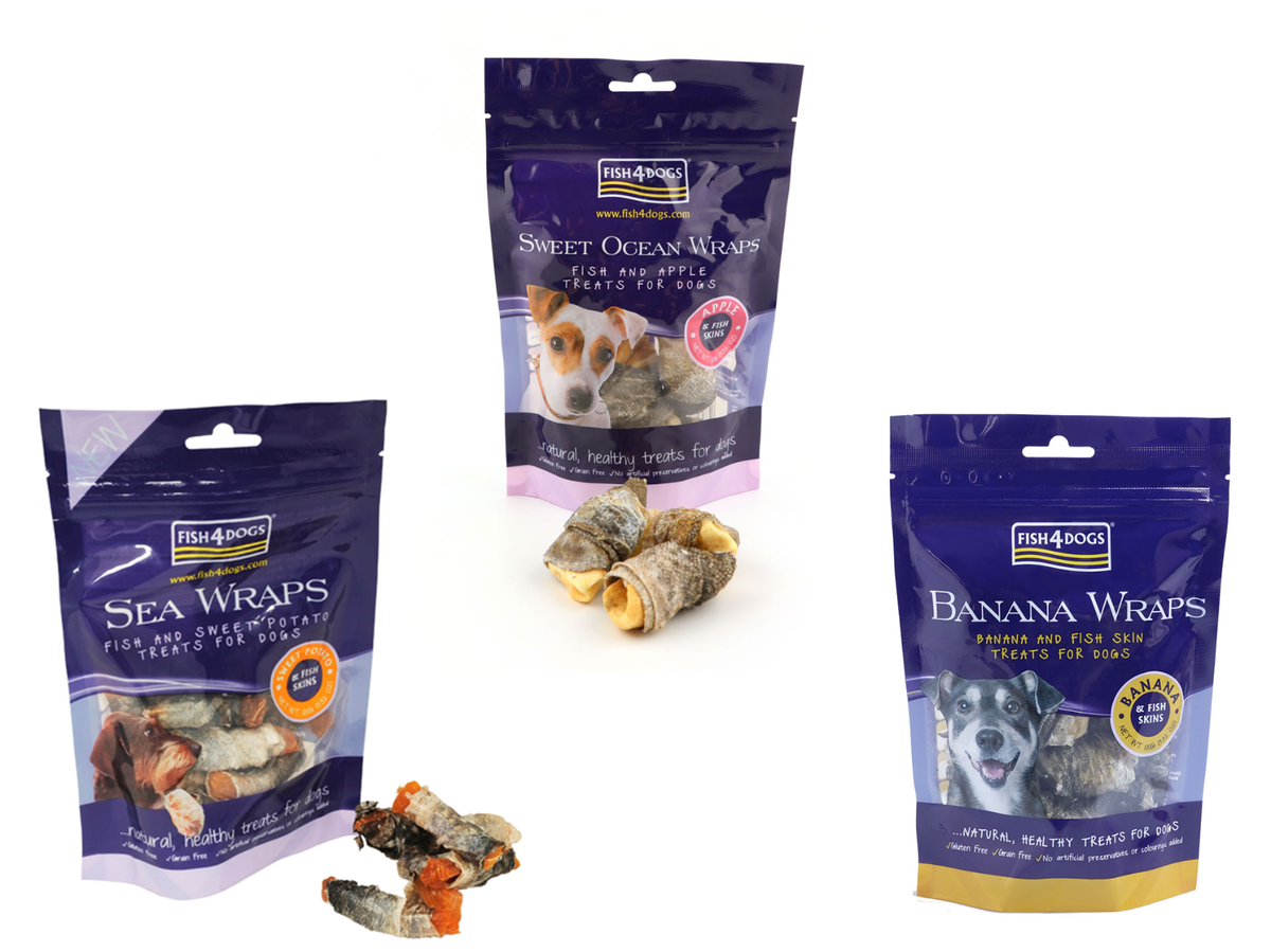 Fish4Dogs Multipack Fish Sea Wraps For Dogs Banana Apple Sweet