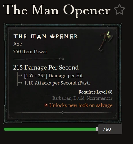 Diablo 4 MTN Dew Promo 2024 - The Man Opener Axe Cosmetic - Picture 2 of 3