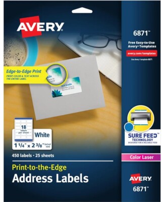 Avery Print-to-The-Edge 6871 Printable Address Labels with Sure Feed