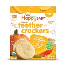 Happy Baby Organics Baby Snacks, Gentle Teething Crackers, Gluten Free Vegan,