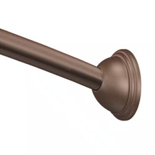 60 In. Curved Shower Rod with Pivoting Flanges in Old World Bronze