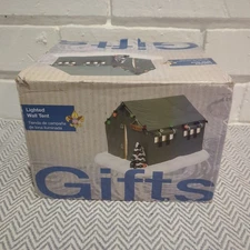 Boy Scout Lighted Wall Tent BSA Christmas Village In Box Retired Works!
