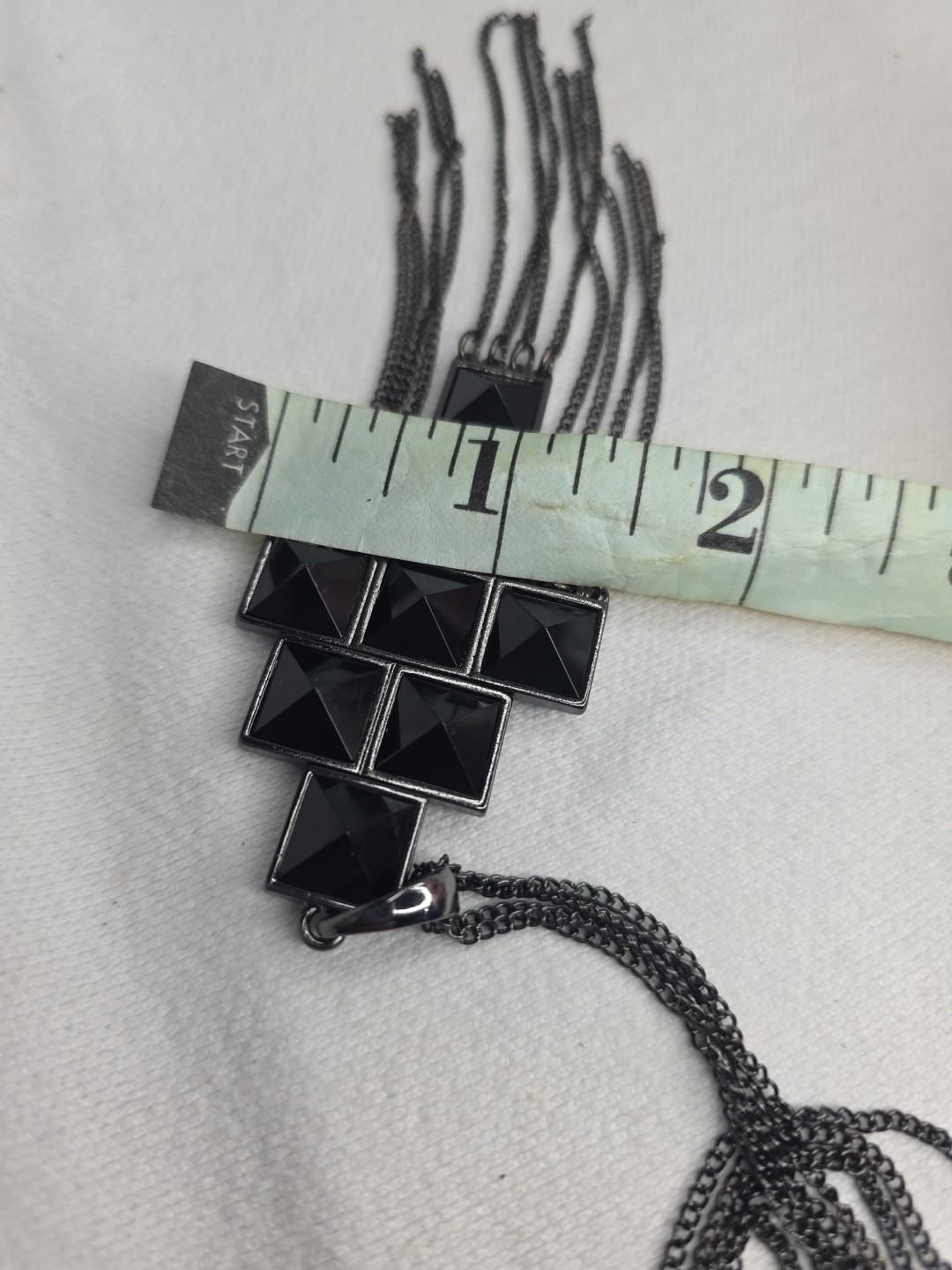 Park Lane Black Pyramid Fringe Chain Necklace Geometric Tiles Design New (Read⬇️