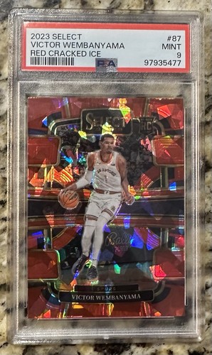 Victor Wembanyama 2023-24 Panini Select Red Cracked Ice Prizm PSA 9 #87 - Foto 1 di 2