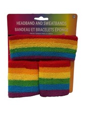 Rainbow Pride Headband  Wristband Set LGBTQ Festival Parade Accessory Unisex