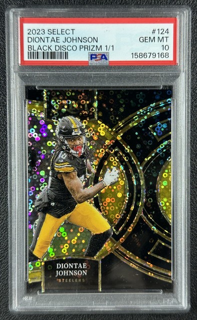 1/1 Diontae Johnson PSA 10 2023 Panini Select #124 Disco Black Prizm 1/1