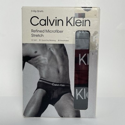 Calvin Klein Men's 3-Pack Refined Microfiber Stretch Hip Briefs Medium New