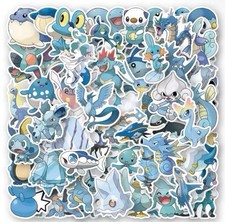 50 Pc Pokemon Stickers Blue Pokemon Collection