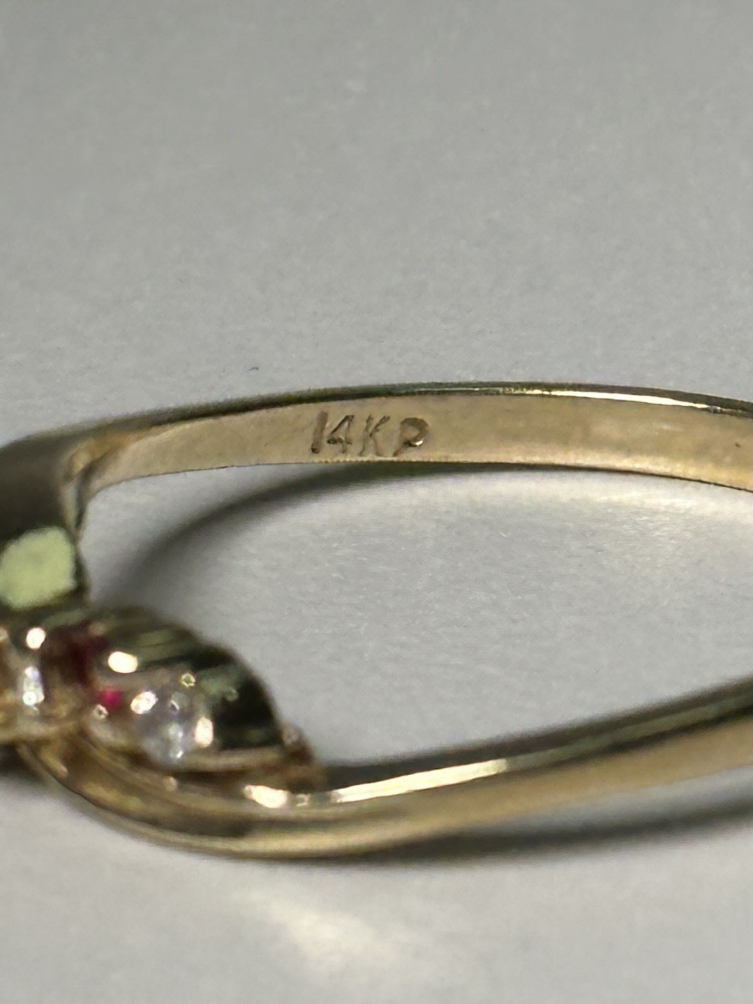 Solid 14K Yellow Gold Women’s Ring & Ruby & Natur… - image 3