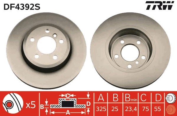 2X Bremsscheibe Trw Single DF4392S FüR Bmw X3 E83 Xdrive-image