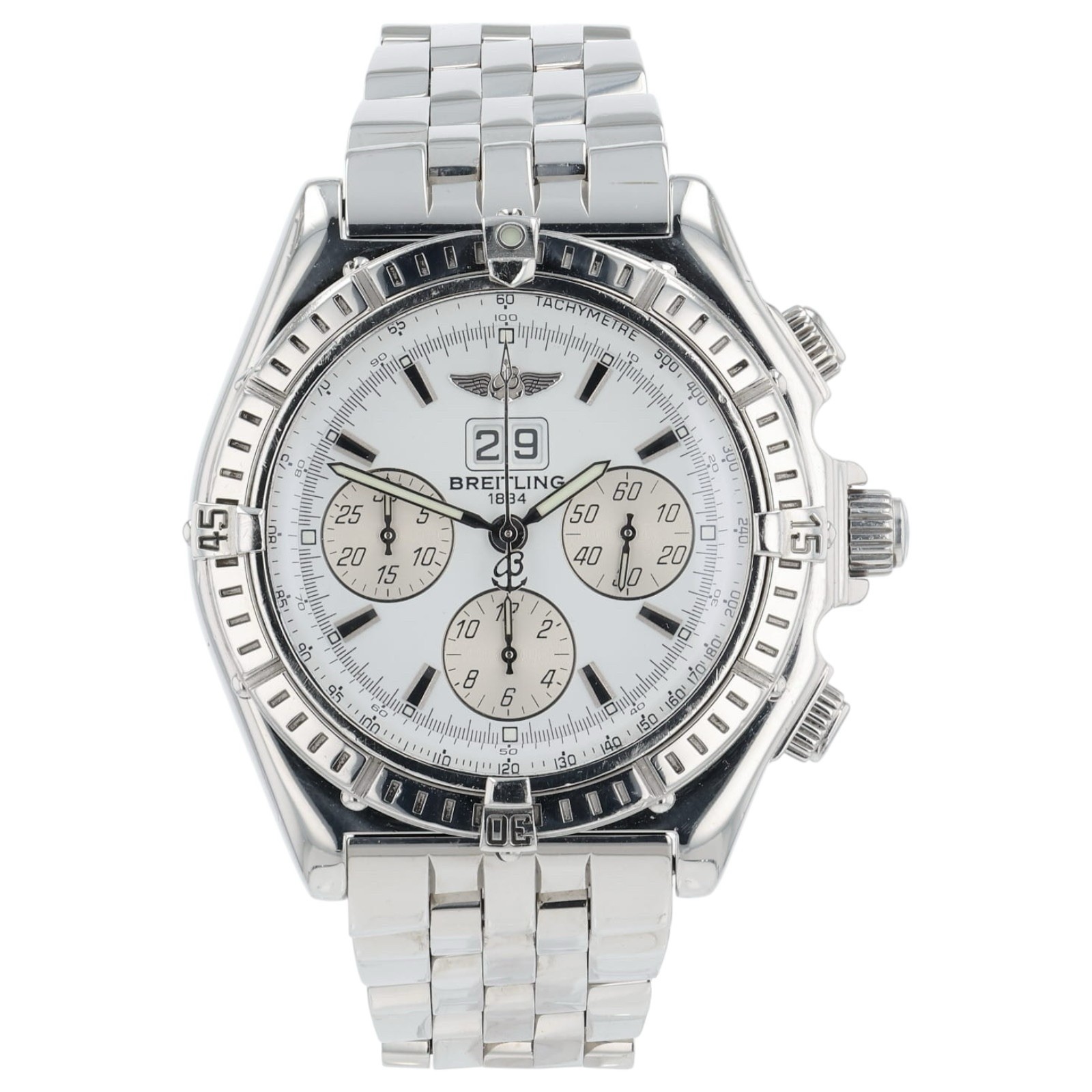 Breitling Chronomat Stainless Steel White Dial 44mm Automatic Mens A44355