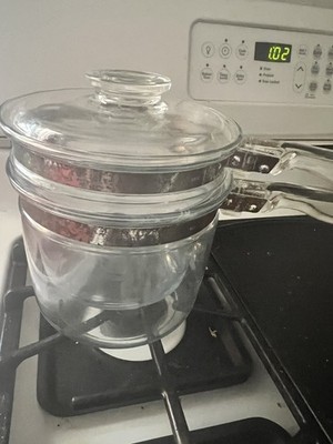  Vintage glass Flame ware  double broiler. In good condition 