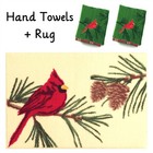 St Nicholas Square Yuletide Cardinal Kitchen Bath Hand Towels & Anti-Skid Rug