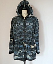Vintage Andrea Faye Horse Western Fleece Hooded Jacket Wool Blend Black Women S
