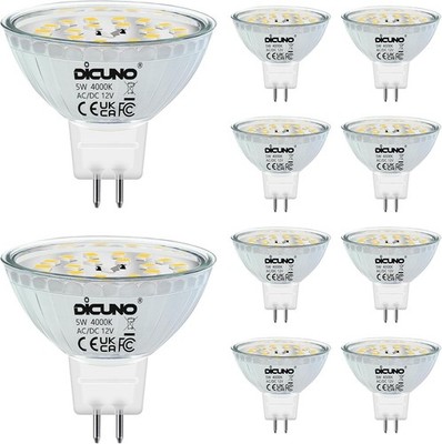 DiCUNO GU5.3 LED Bulbs 5 W, 12 V MR16 Reflector, Replaces 50 W Halogen Spots,...
