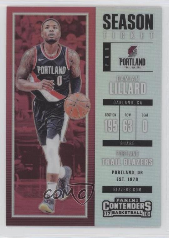 2017 Contenders Season Ticket Premium Edition Silver Prizm Damian Lillard 17qa