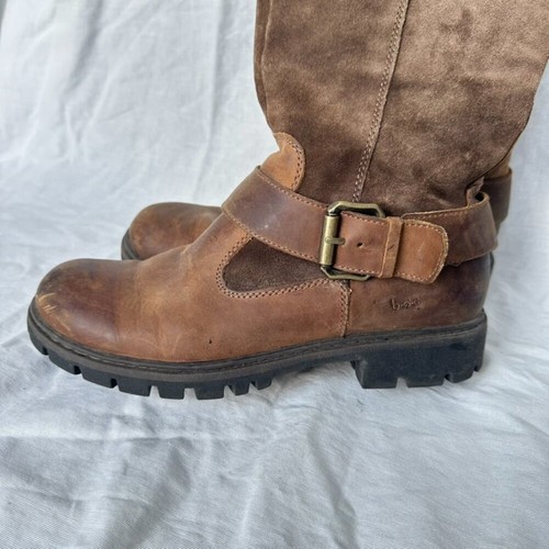 B.O.C. Braune Lederstiefel mit Absatz Schnallendetail kniehoch Western Motorrad Herbst 8,5 - Bild 7 von 8