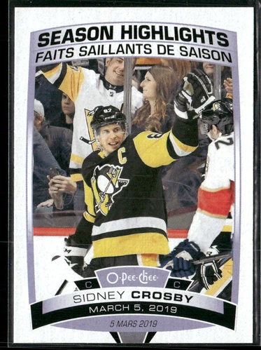 2019-20 O-Pee-Chee #598 Sidney Crosby Pittsburgh Penguins Hockey Card