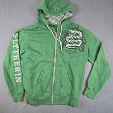 Harry Potter Full Zip Hoodie Embroidery SLYTHERIN Universal Studios Sz Large 