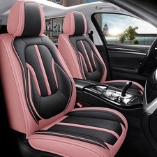 Pink Car Seat Covers Full Set, 5 Seats Nappa Leather Seat Covers Black  Pink