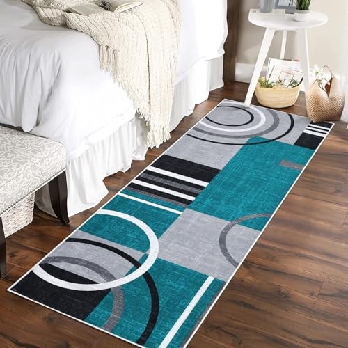 Läufer Teppich 2x6 Modern Geometrisch Flächenteppich Modern Abstrakt Kreise Rug - Bild 2 von 8