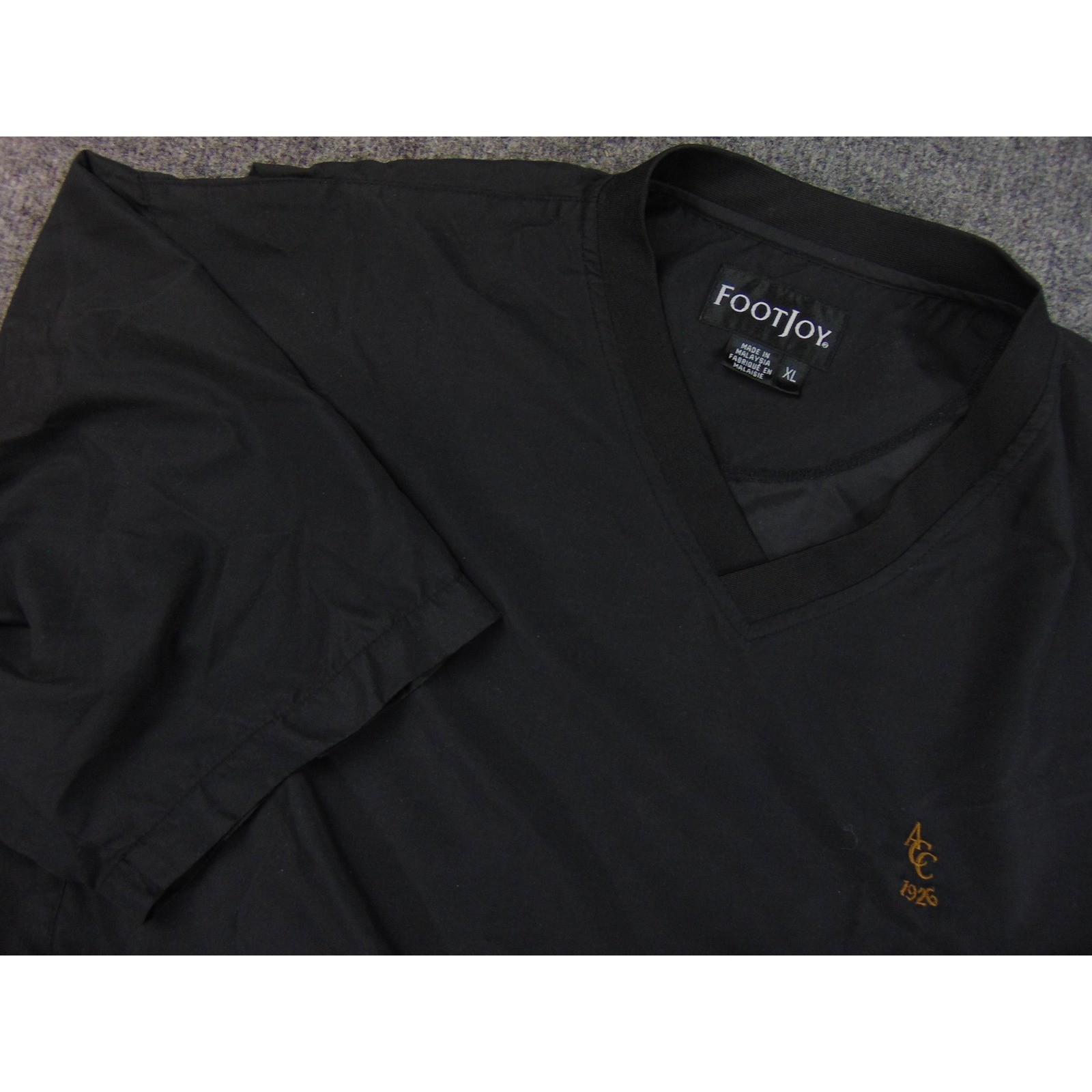 FootJoy Windshirt Mens XL Pullover Black Solid V-Neck Short Sleeve Golf Jacket